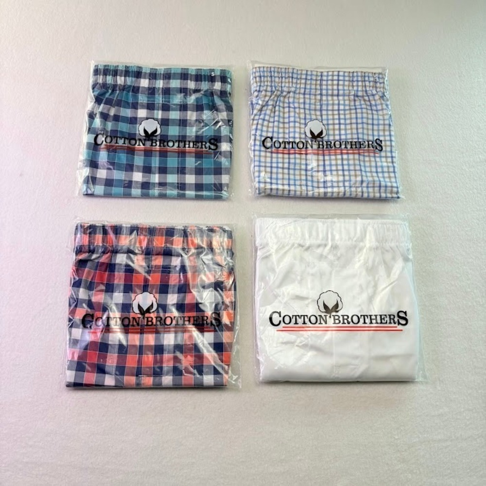 Cotton Brothers Boxers Mens S Multicolor NEW‎ 4 Pack Plaid Gingham 100% Cotton